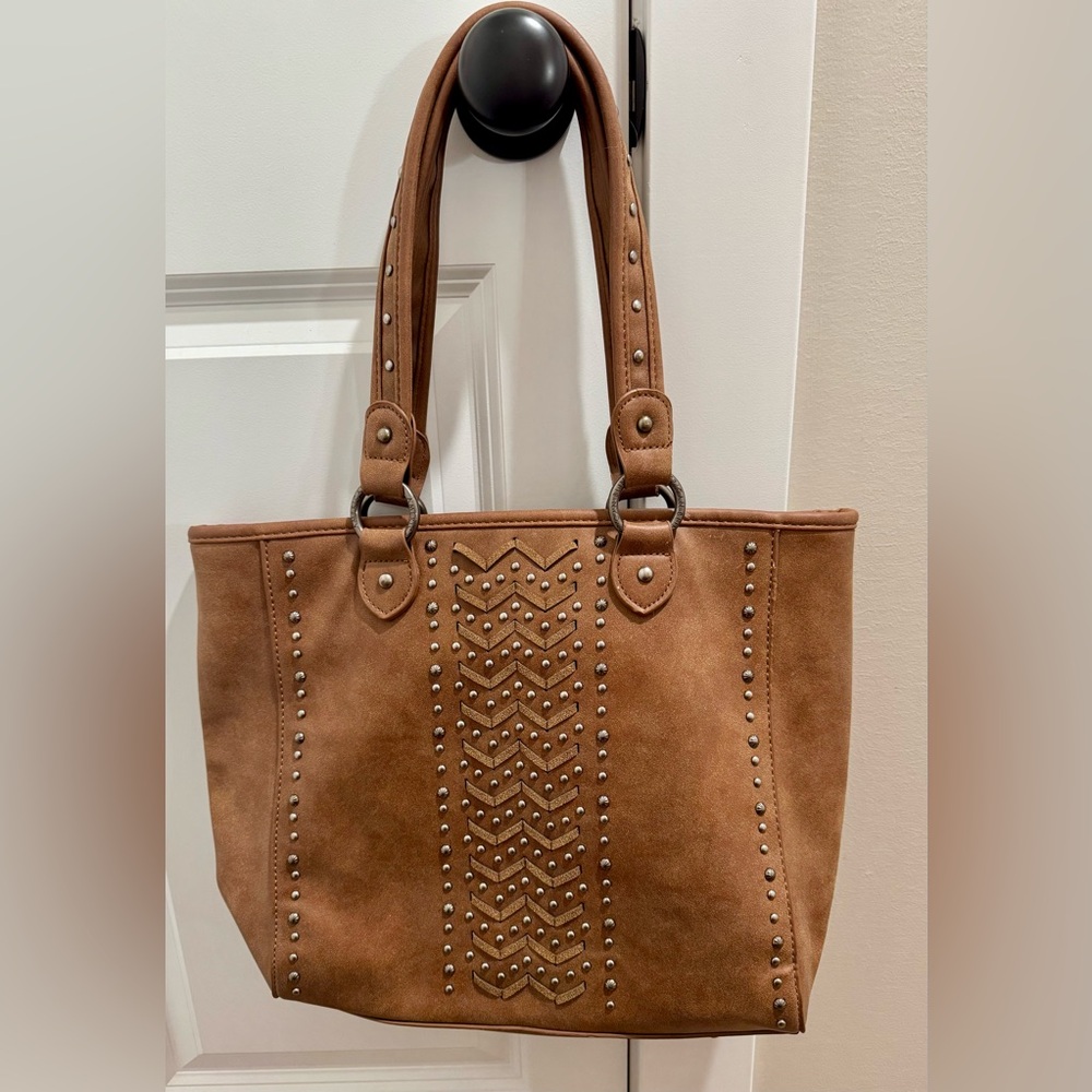 American Bling‎ by Montana West Tan Studded Conceal Carry Tote Bag